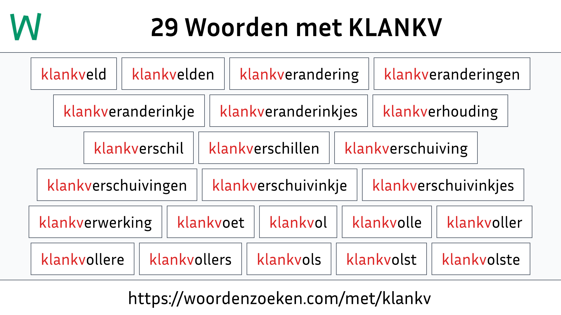 Woorden met KLANKV