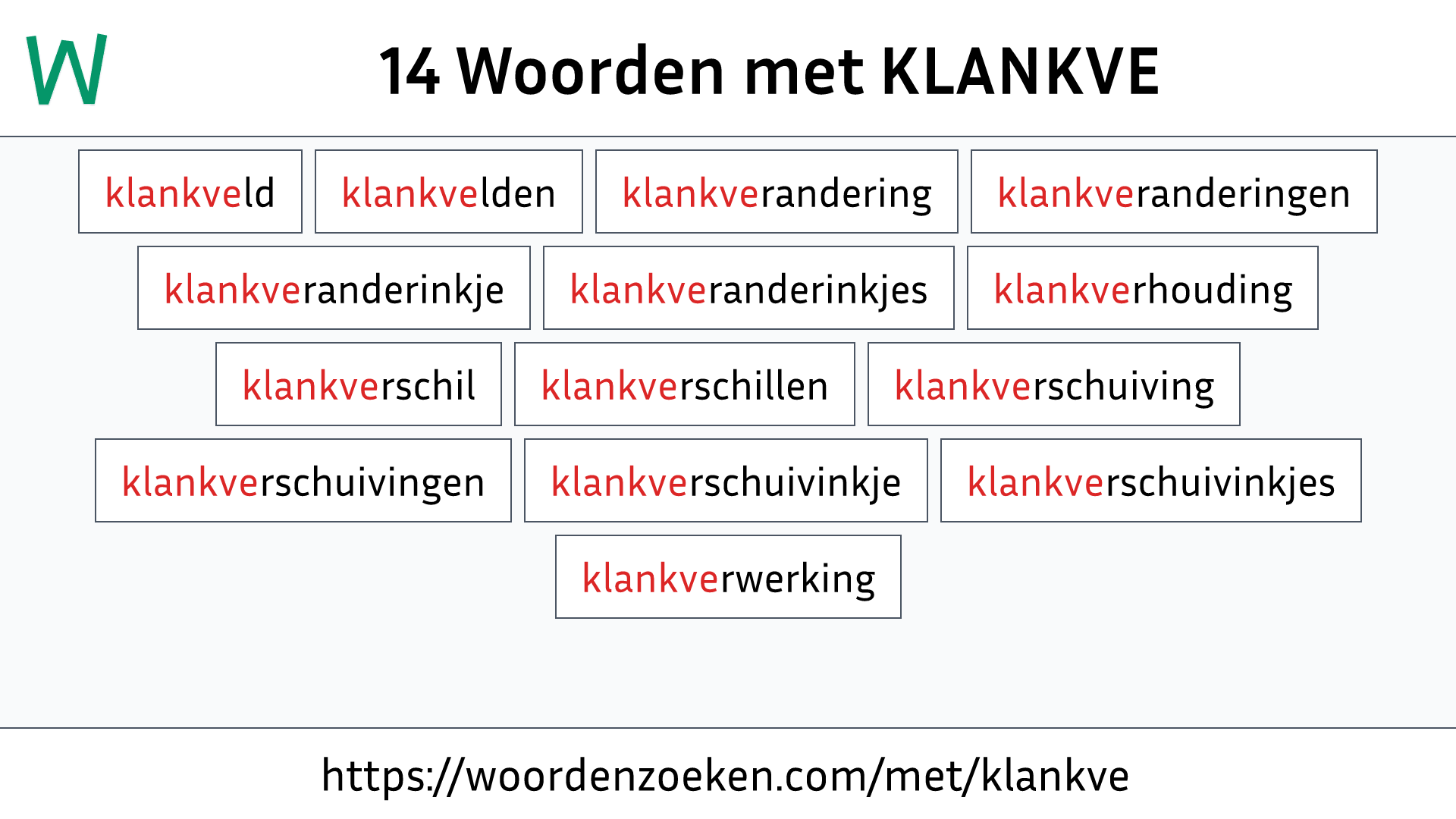 Woorden met KLANKVE