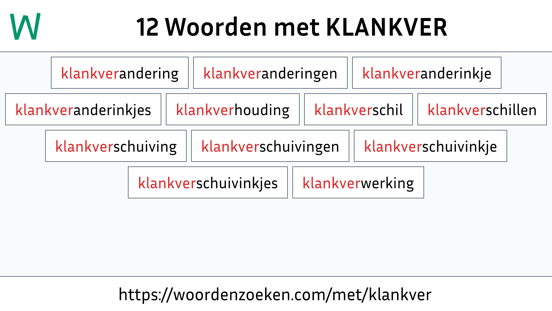 Woorden met KLANKVER