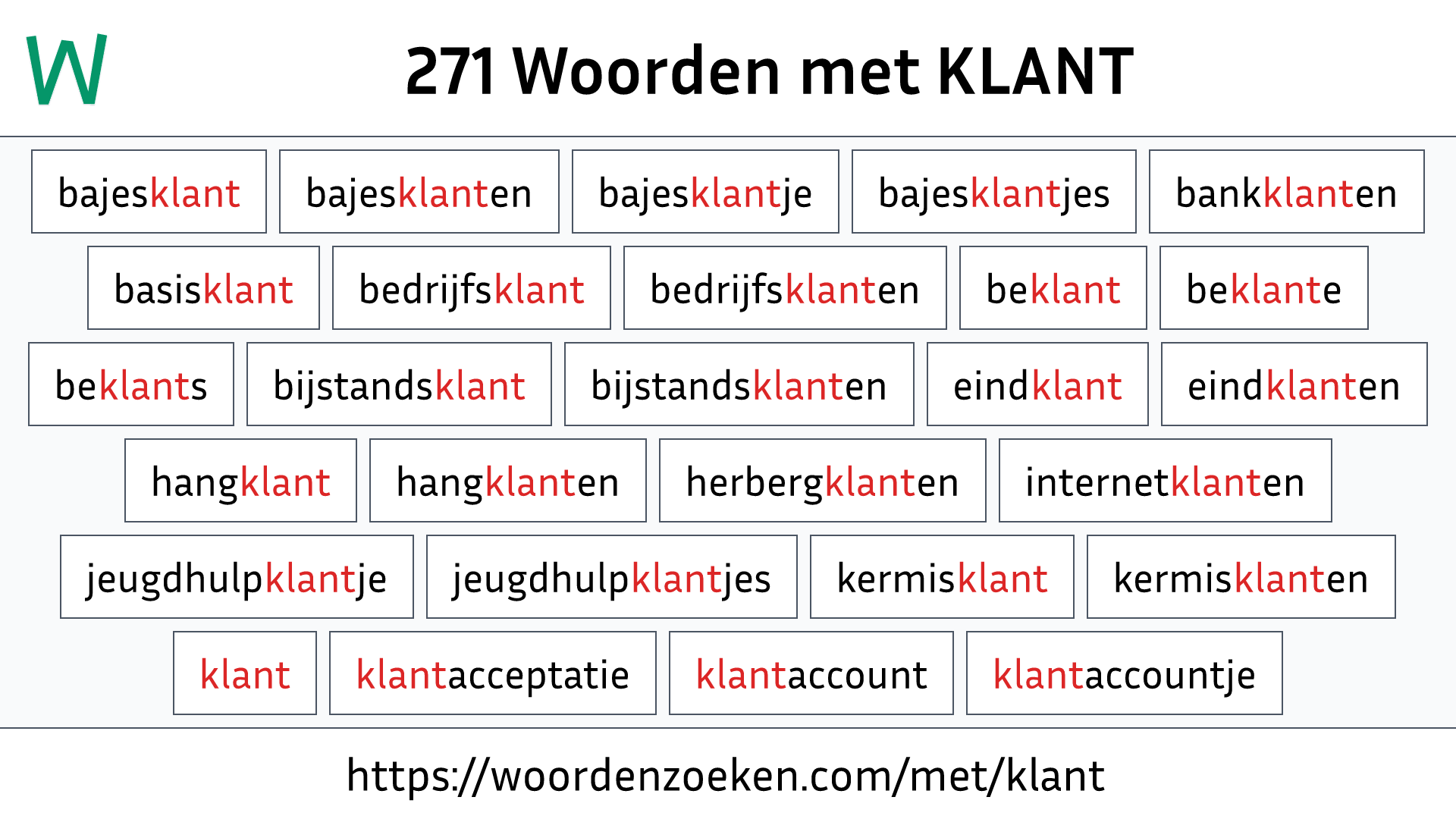 Woorden met KLANT