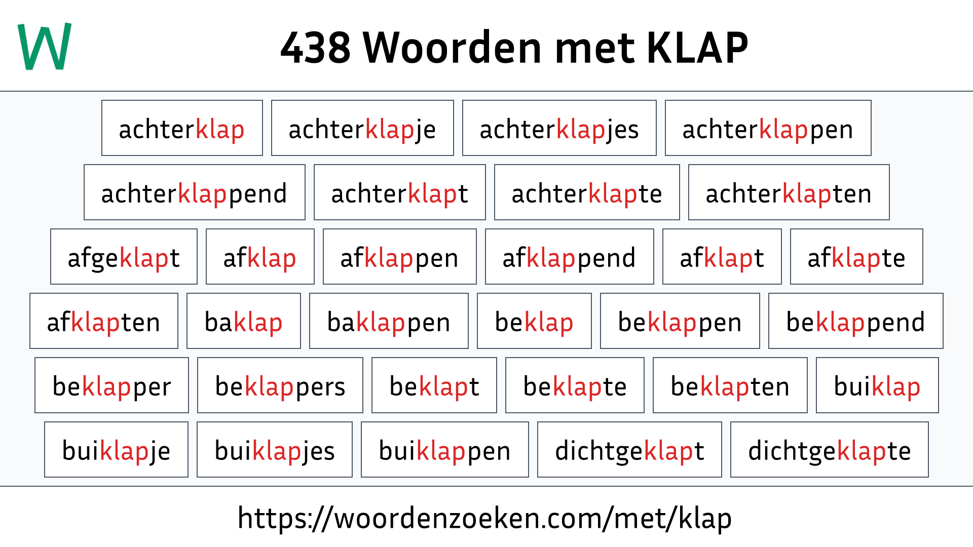 Woorden met KLAP