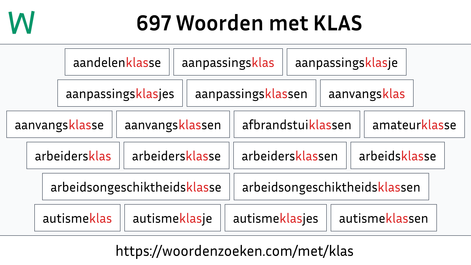 Woorden met KLAS