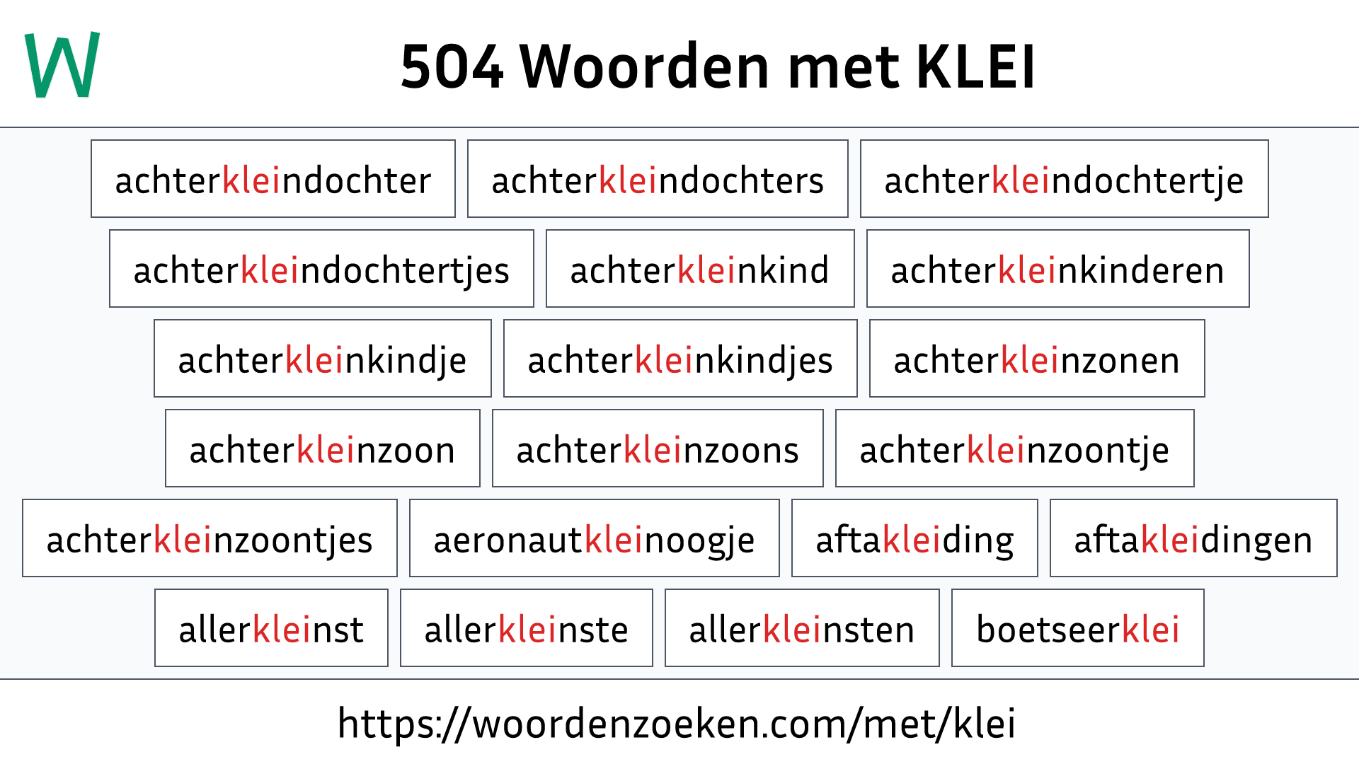 Woorden met KLEI