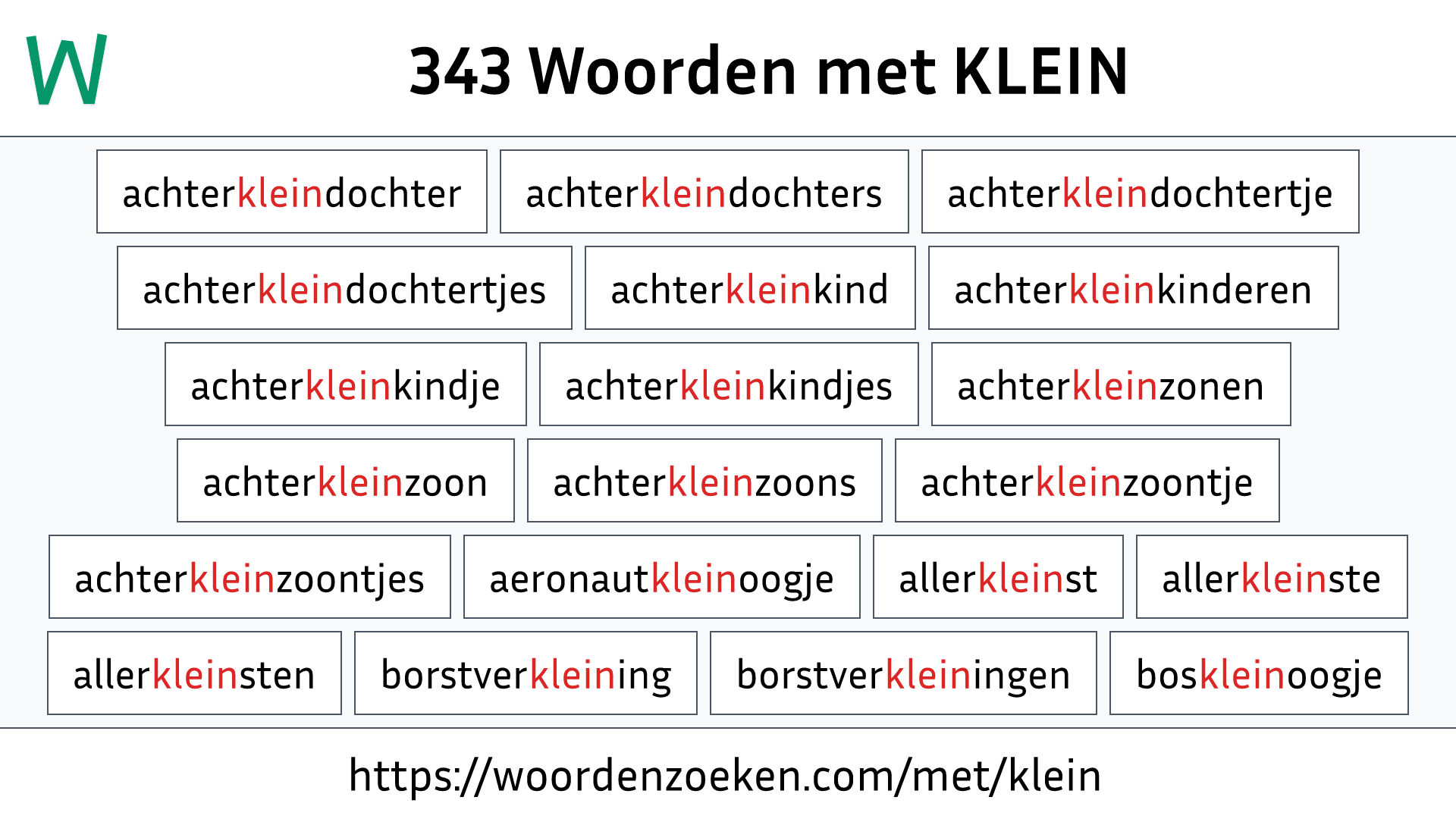 Woorden met KLEIN