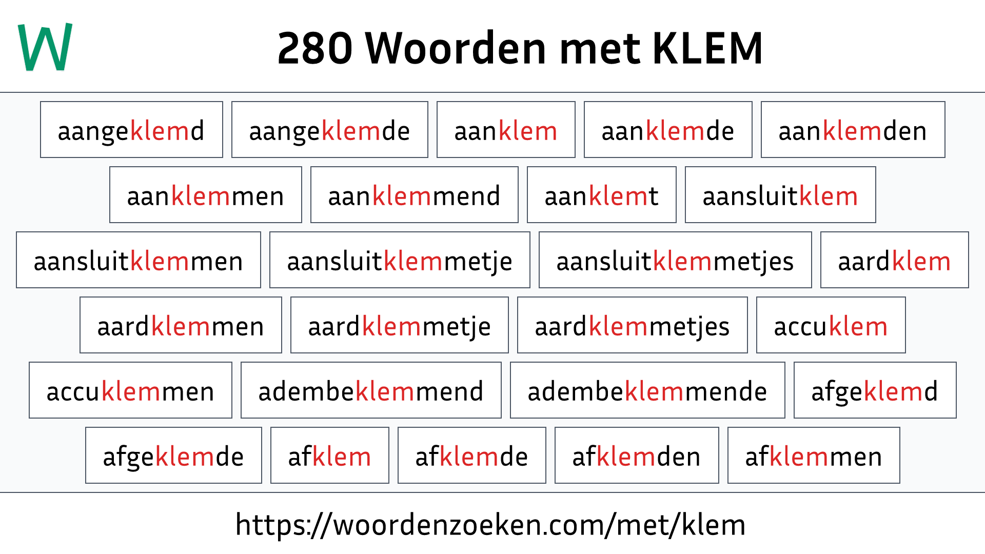 Woorden met KLEM