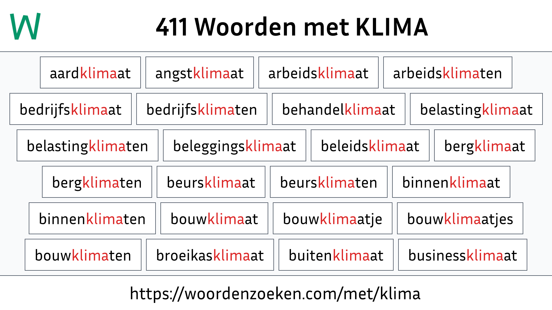 Woorden met KLIMA