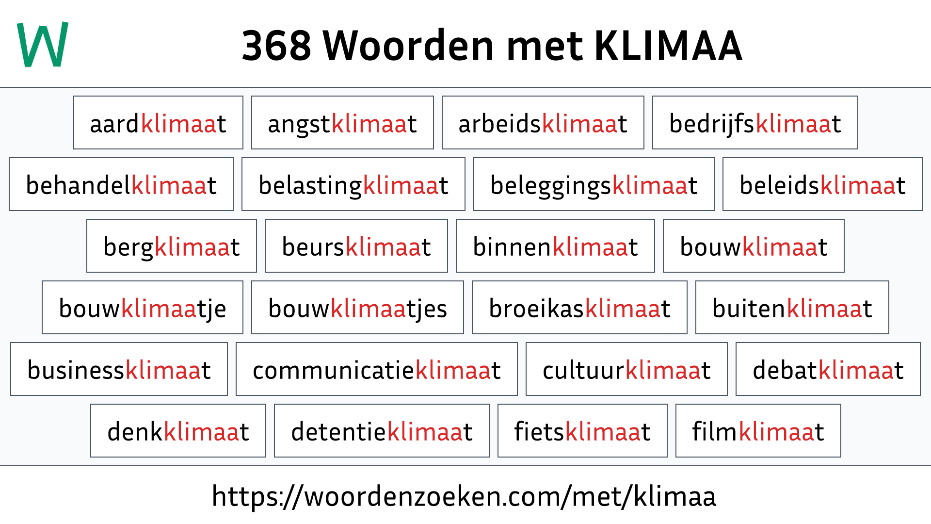 Woorden met KLIMAA