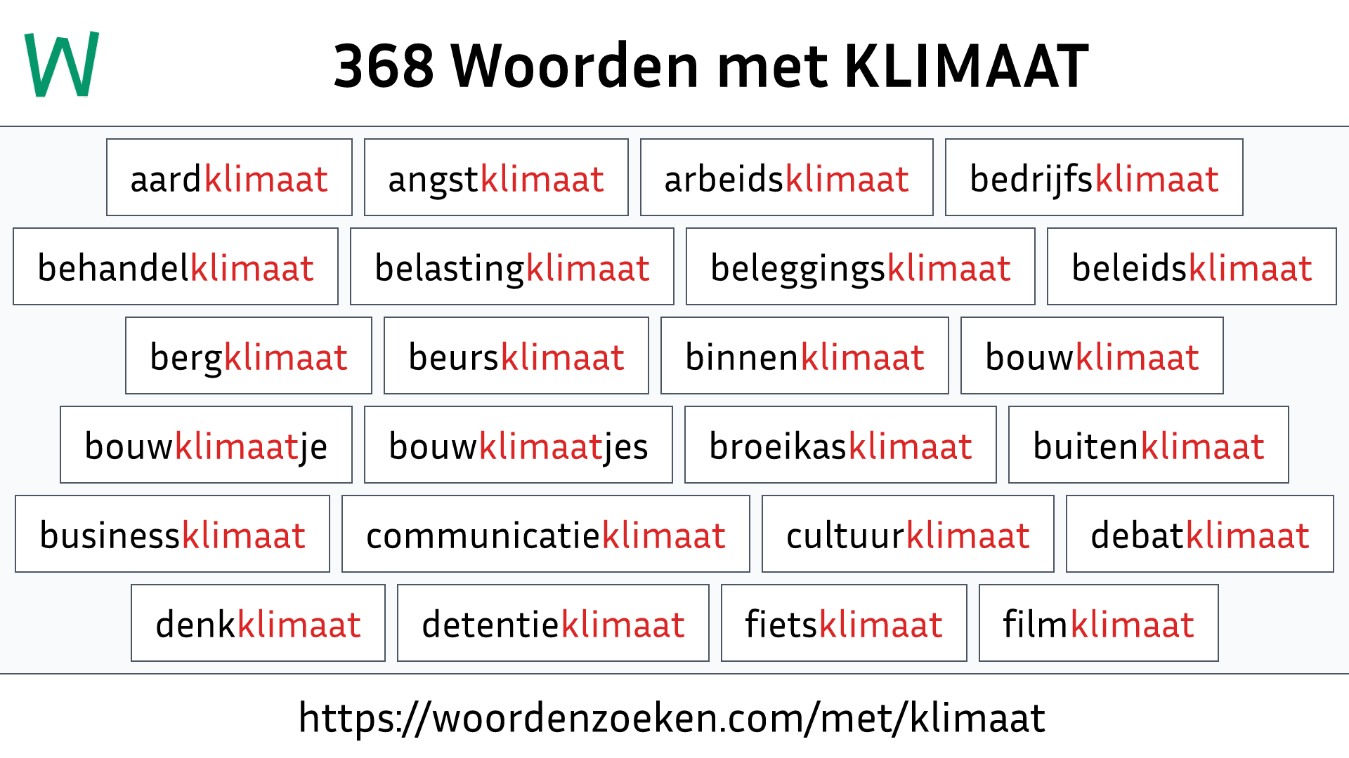 Woorden met KLIMAAT