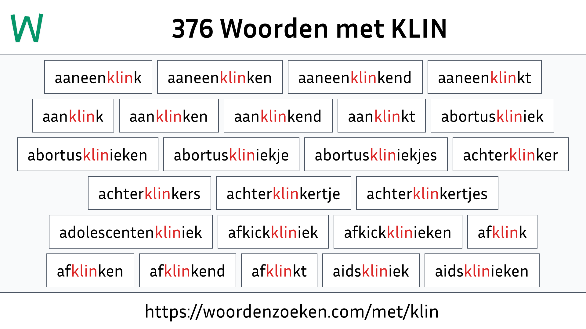 Woorden met KLIN