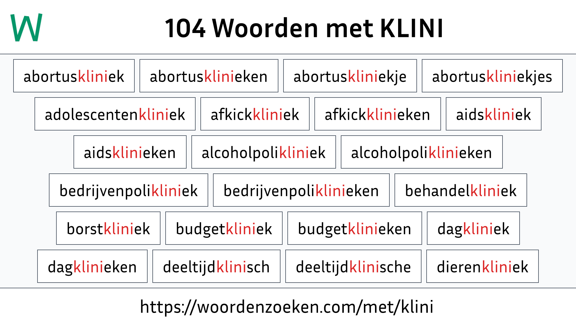 Woorden met KLINI