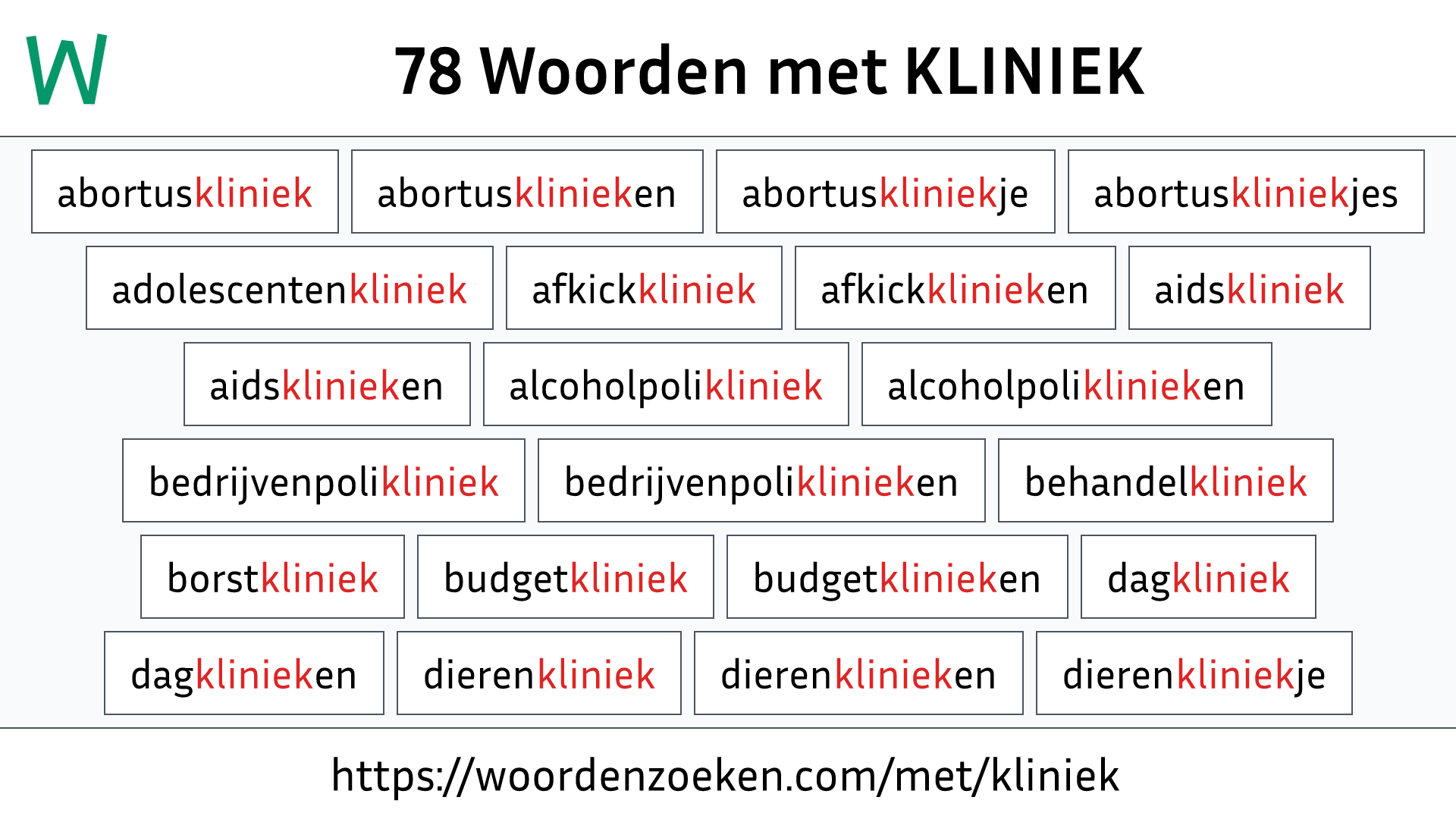 Woorden met KLINIEK