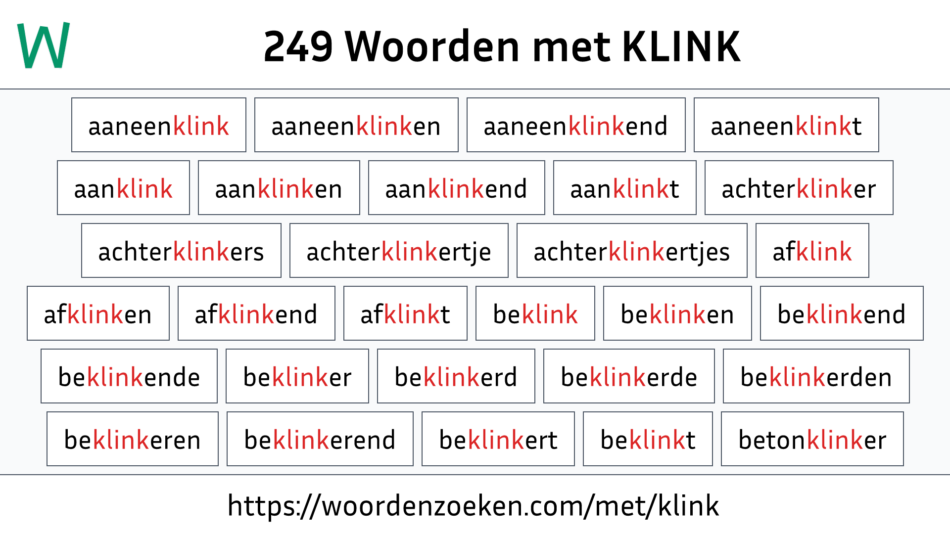 Woorden met KLINK