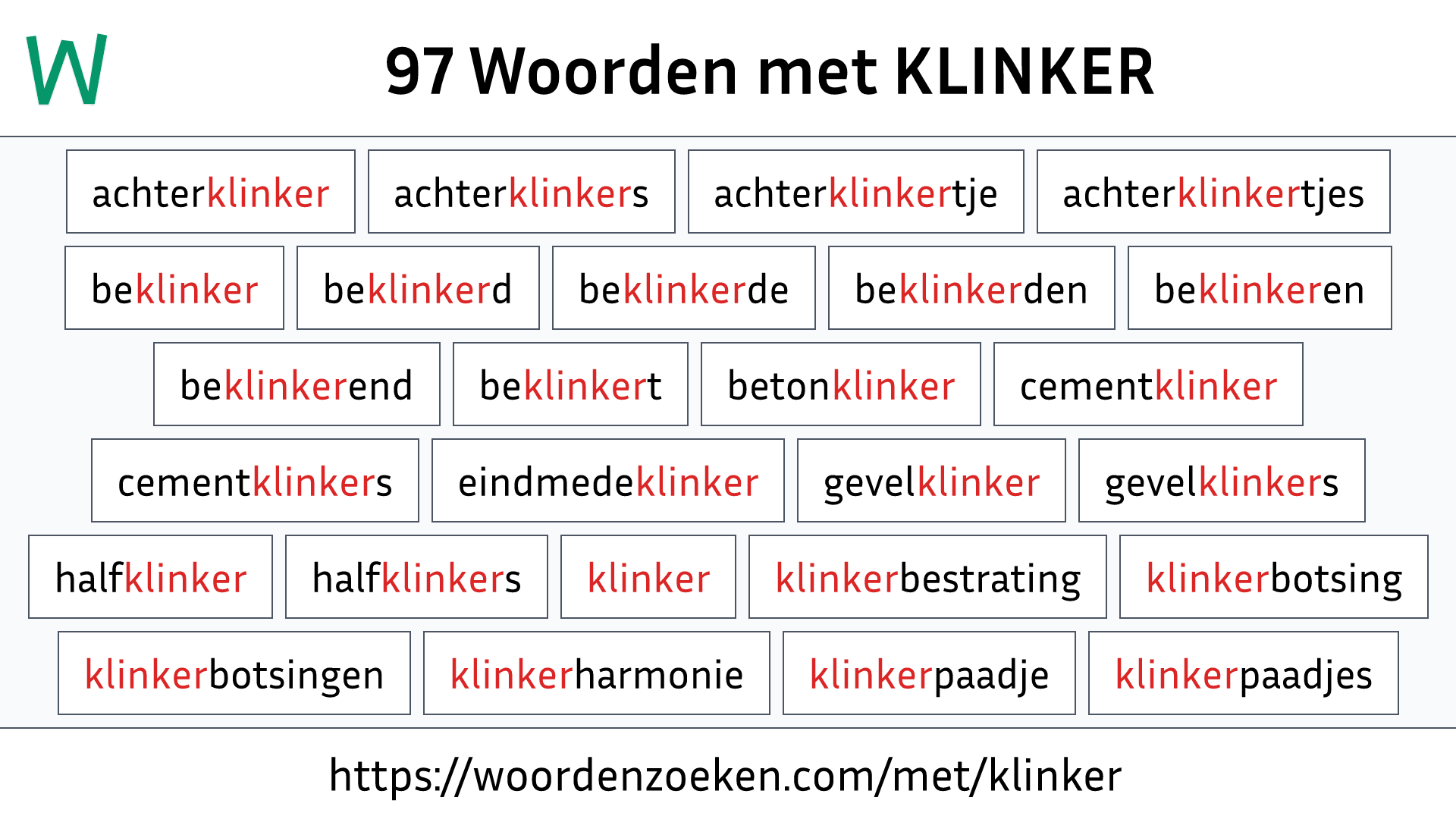 Woorden met KLINKER