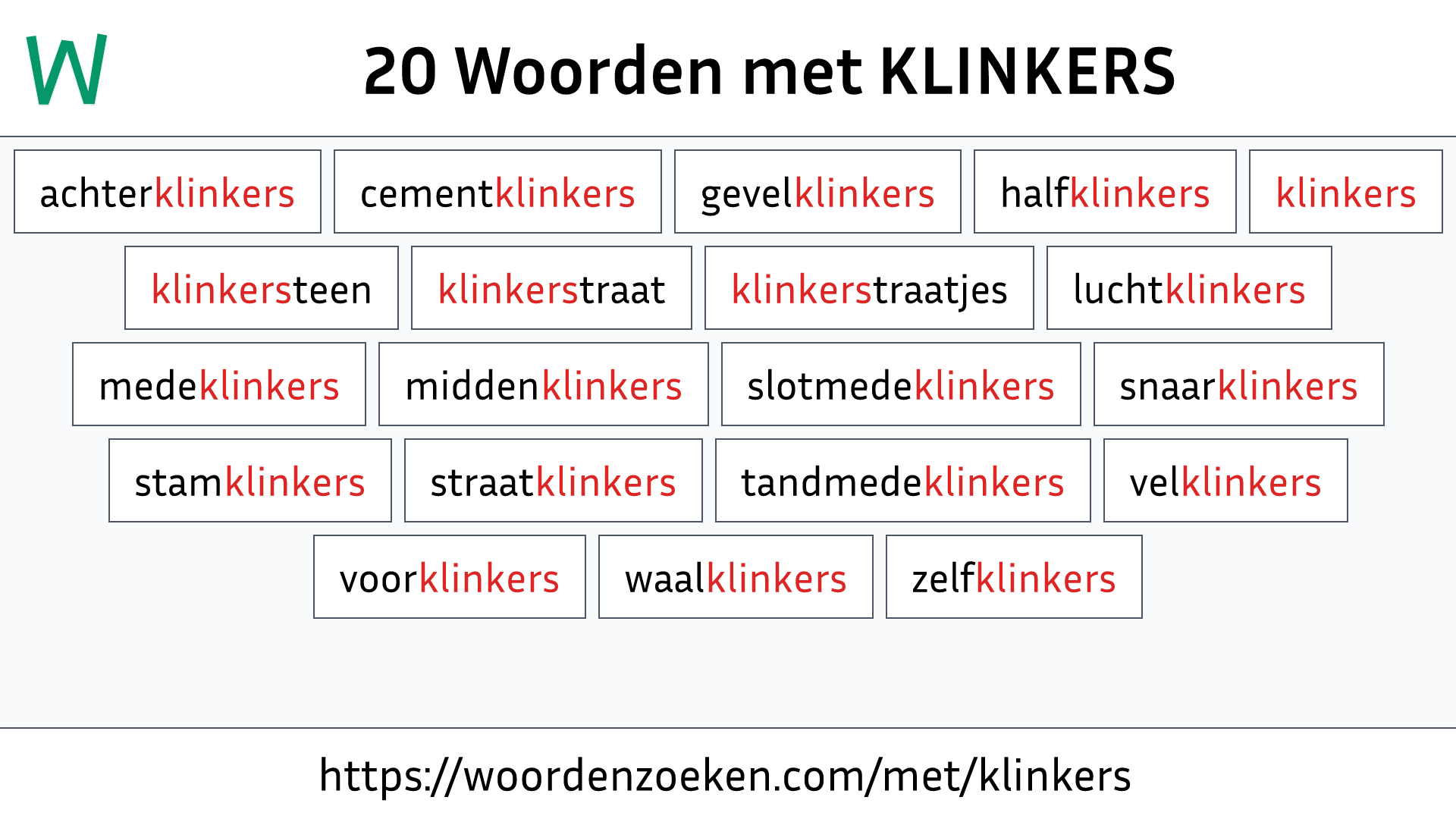 Woorden met KLINKERS