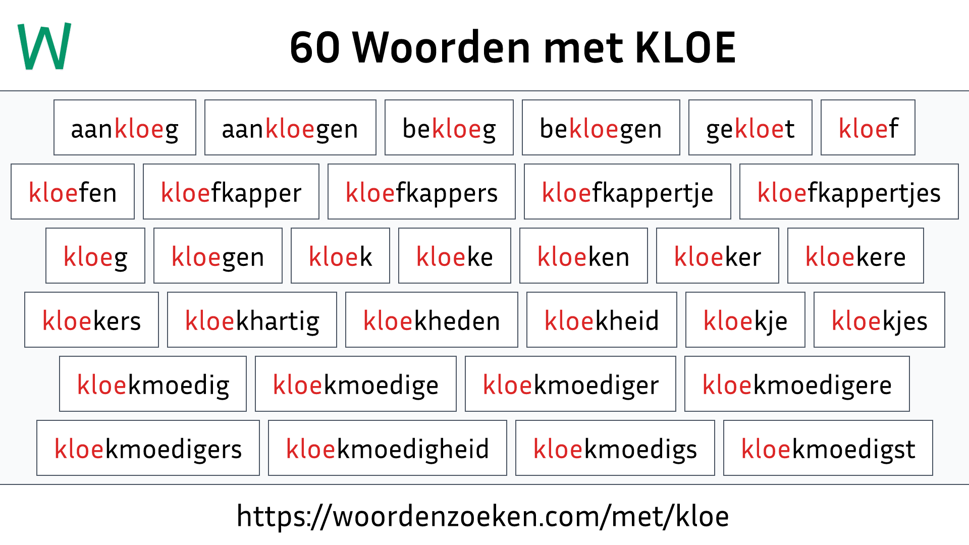 Woorden met KLOE