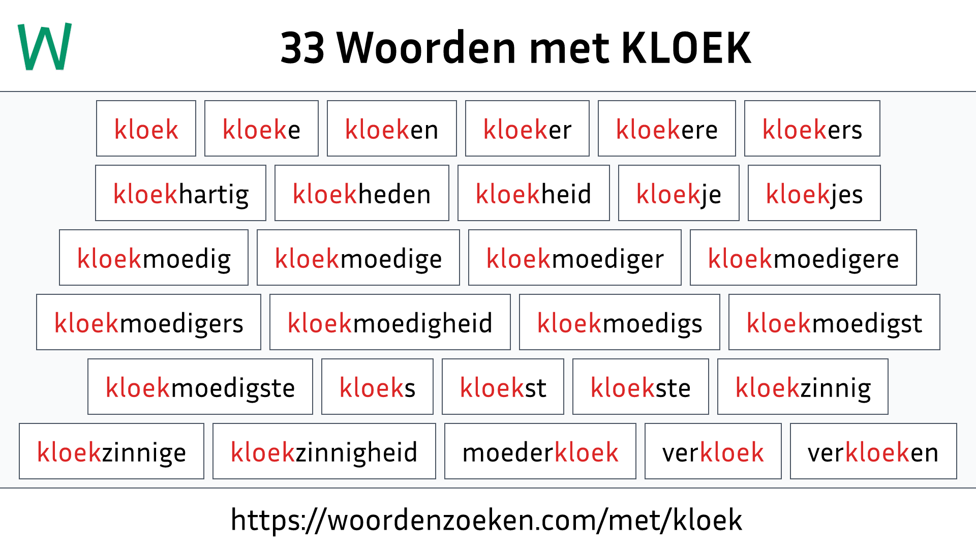 Woorden met KLOEK