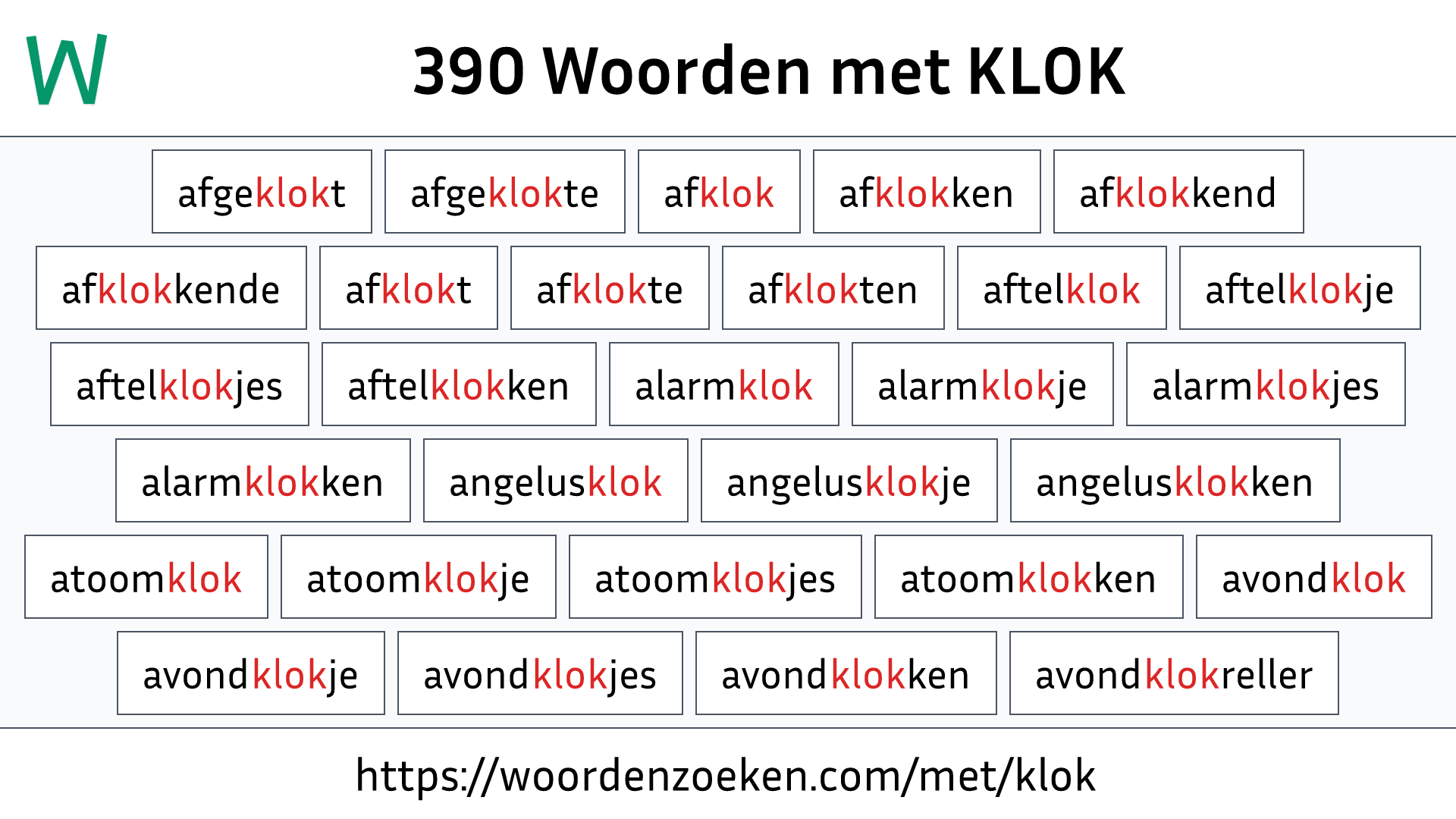 Woorden met KLOK