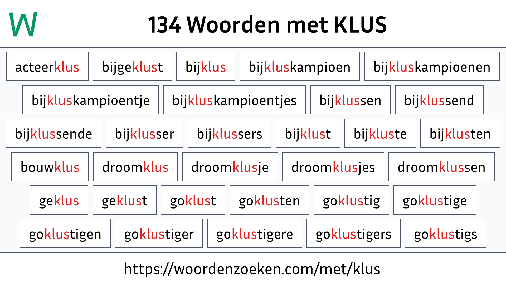 Woorden met KLUS