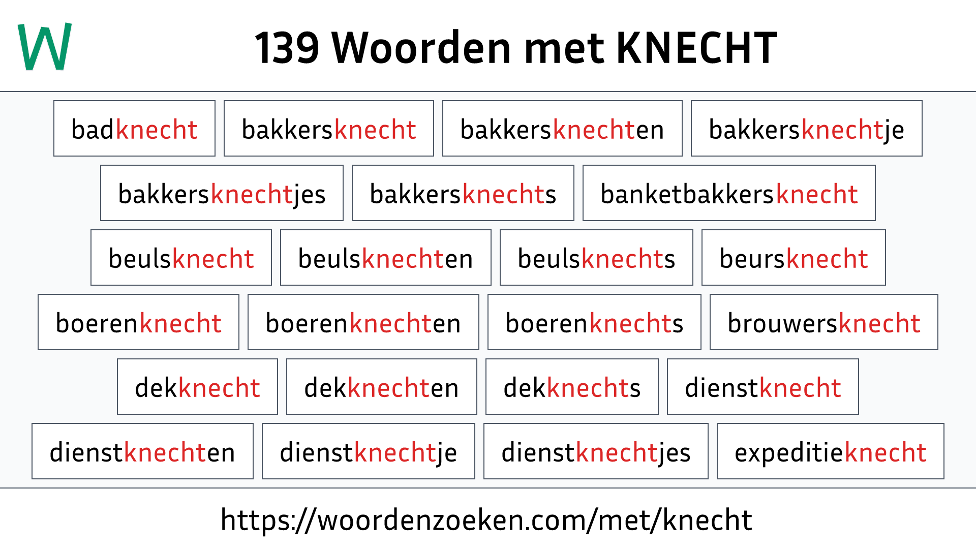 Woorden met KNECHT