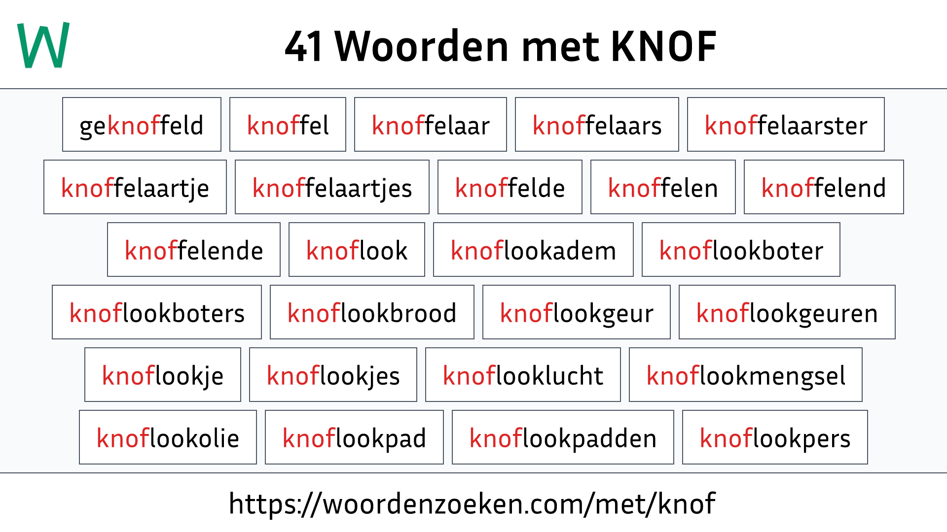 Woorden met KNOF