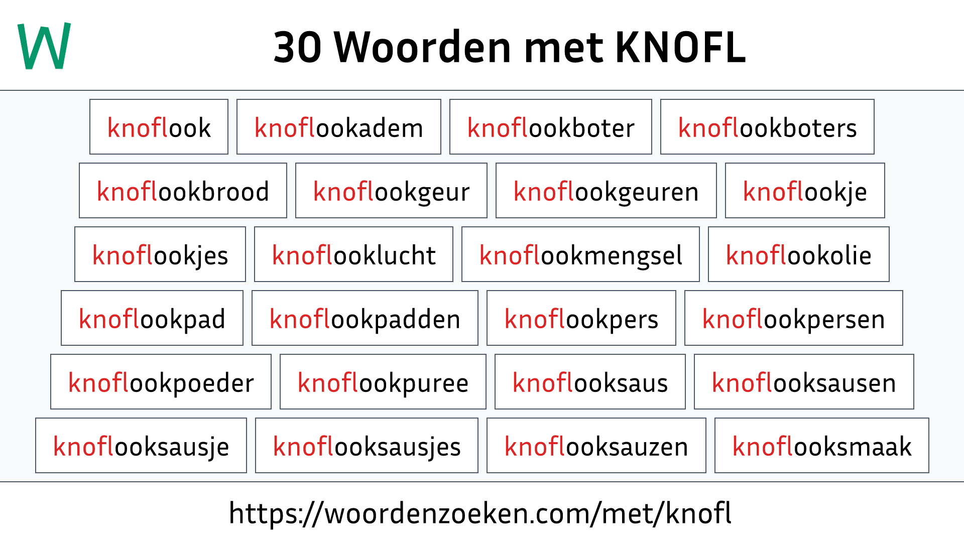 Woorden met KNOFL