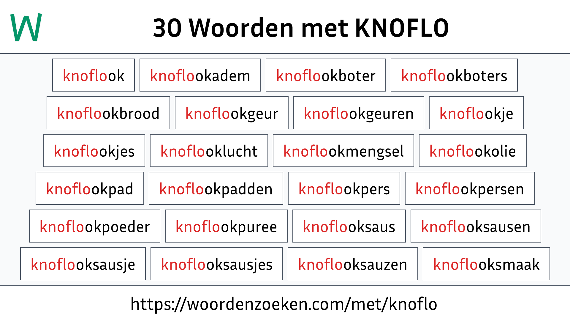 Woorden met KNOFLO