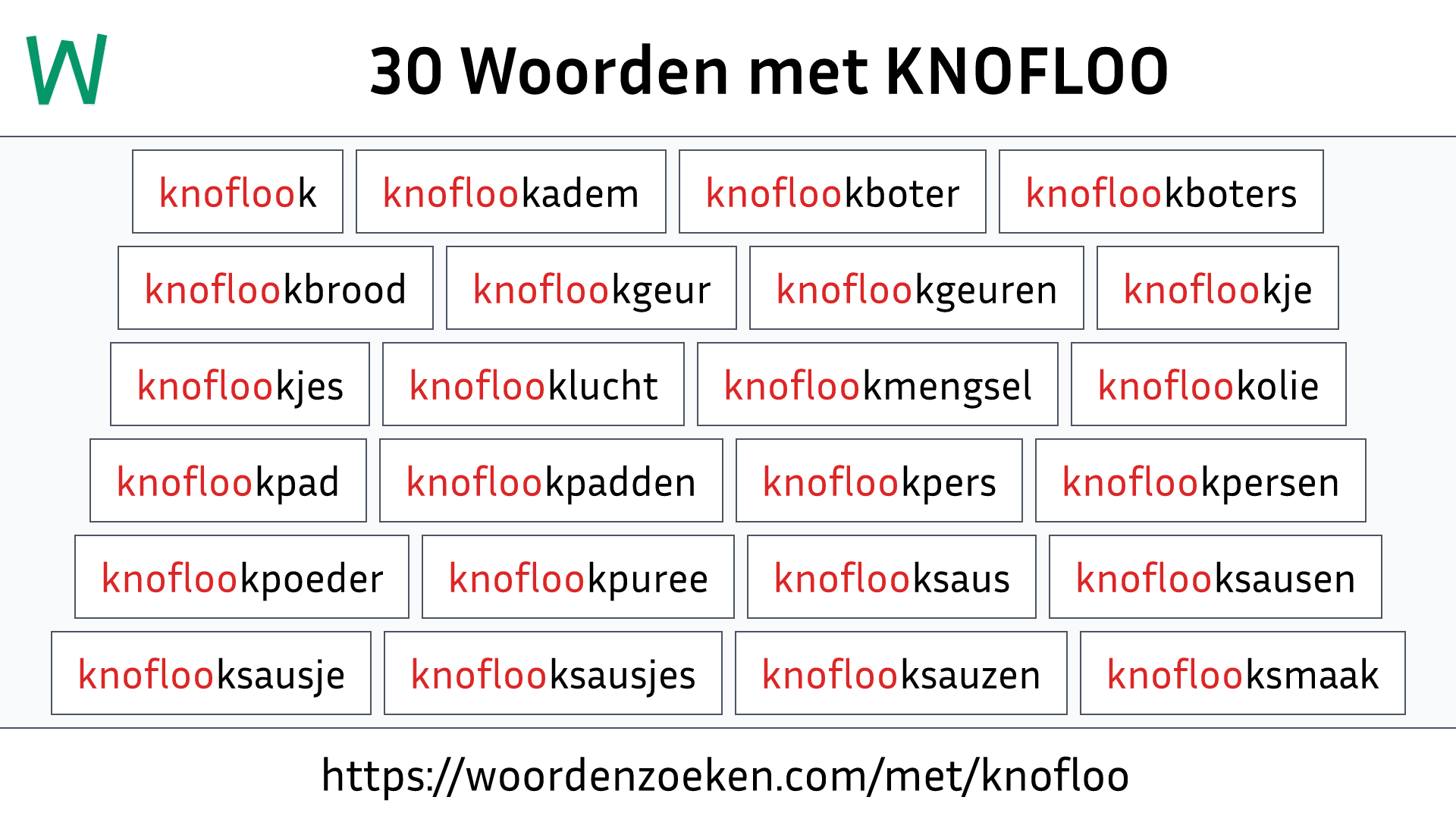 Woorden met KNOFLOO