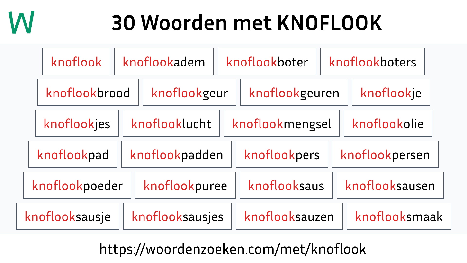 Woorden met KNOFLOOK