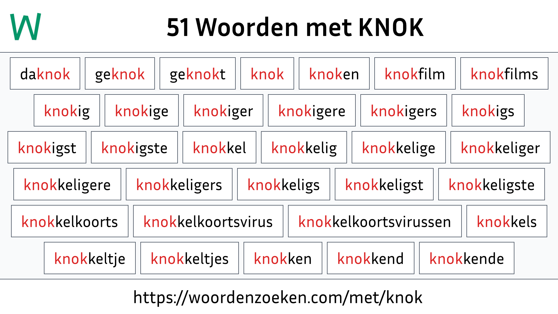 Woorden met KNOK