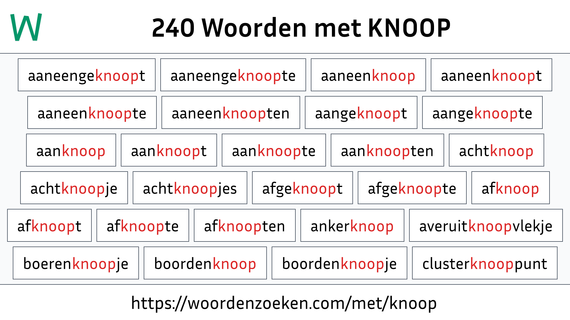 Woorden met KNOOP