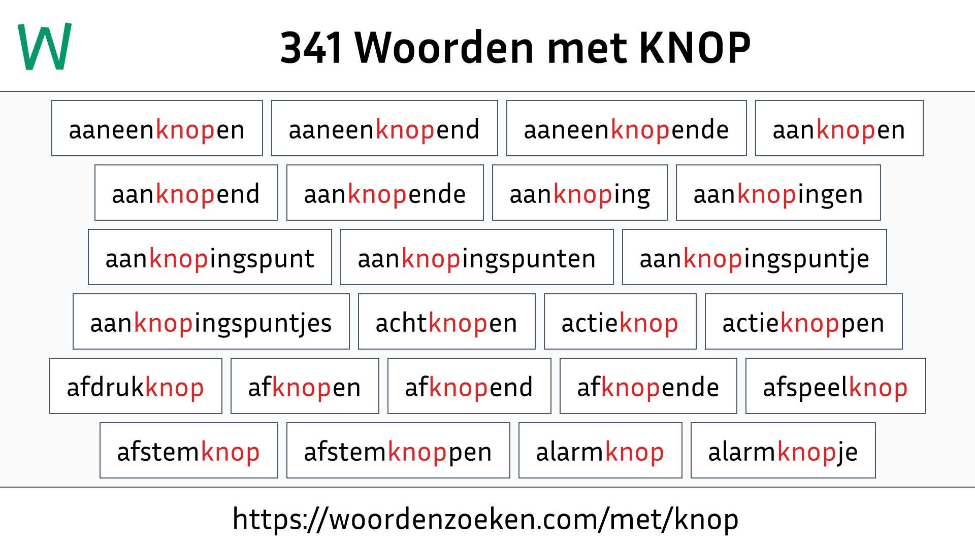 Woorden met KNOP