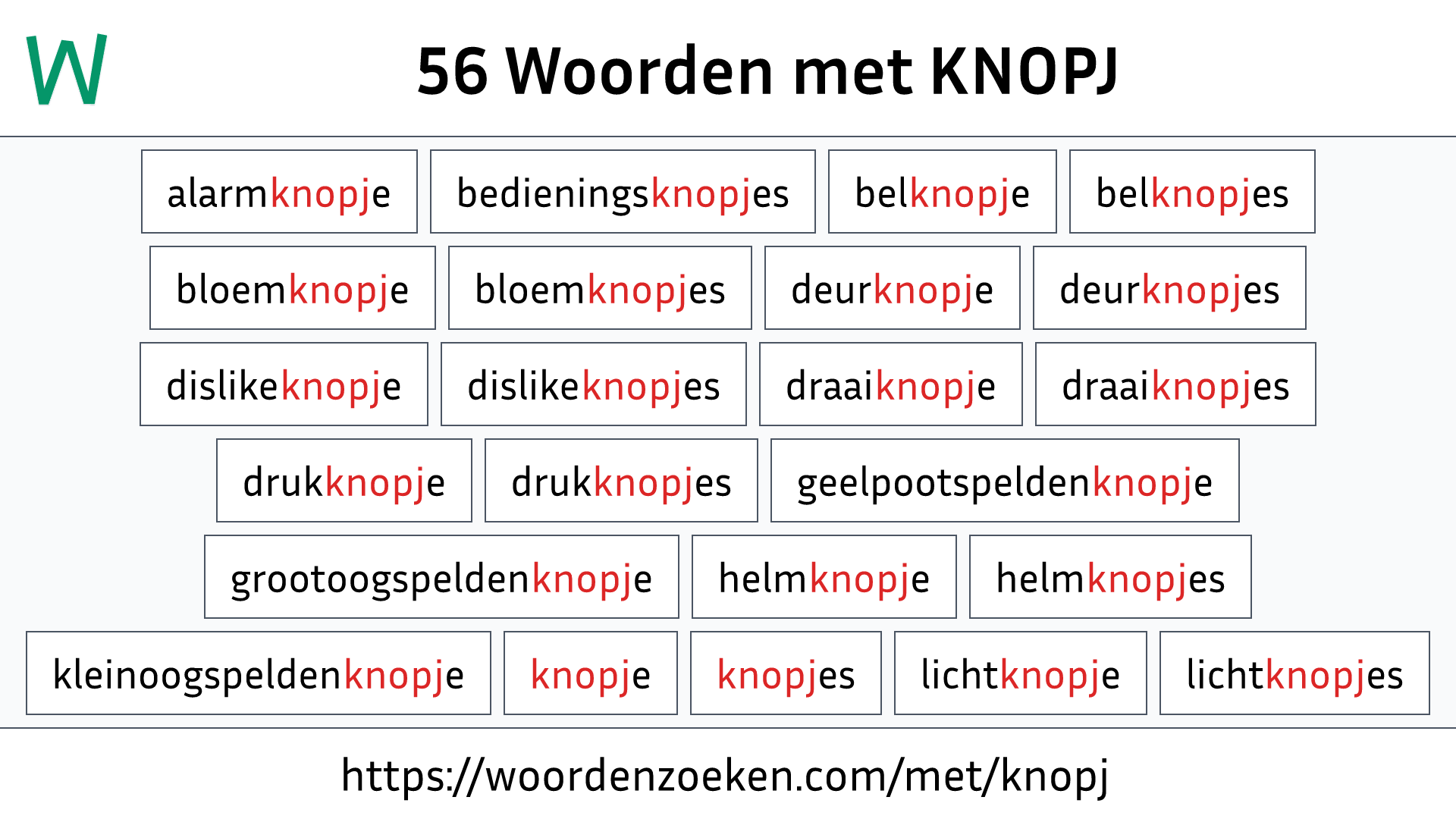 Woorden met KNOPJ