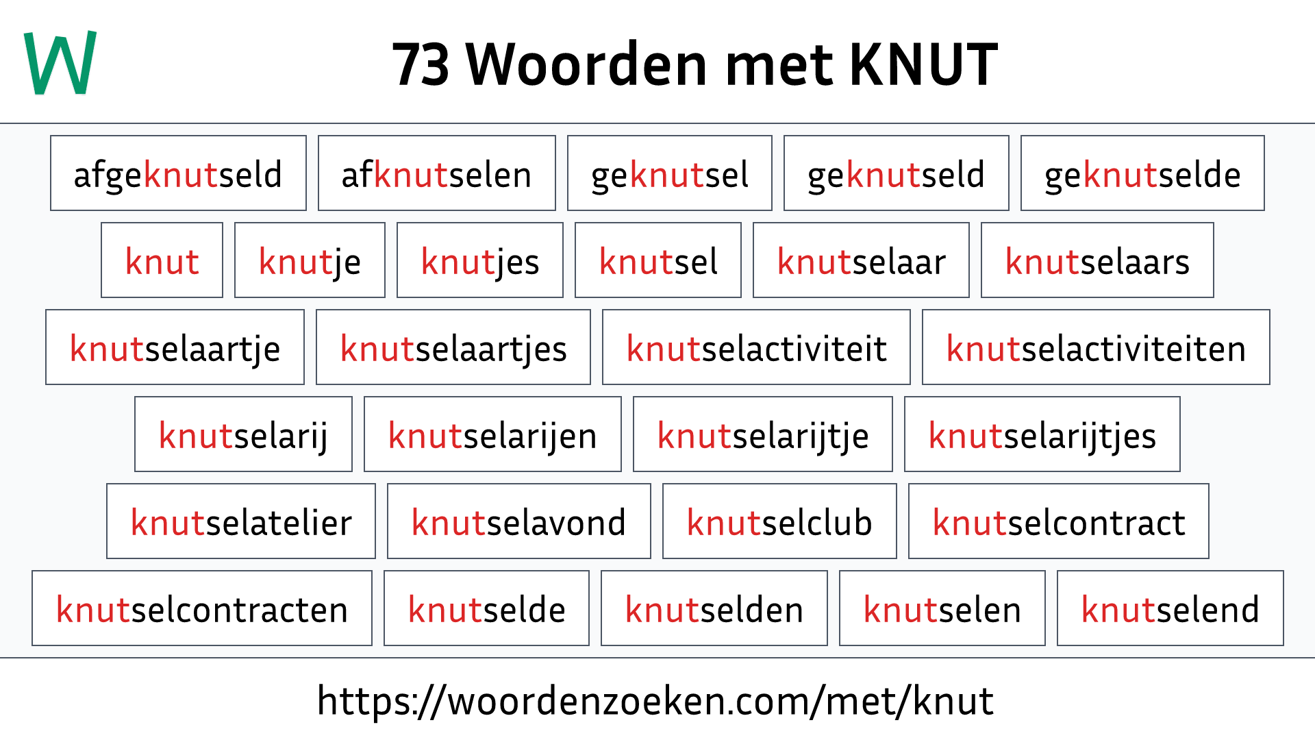 Woorden met KNUT