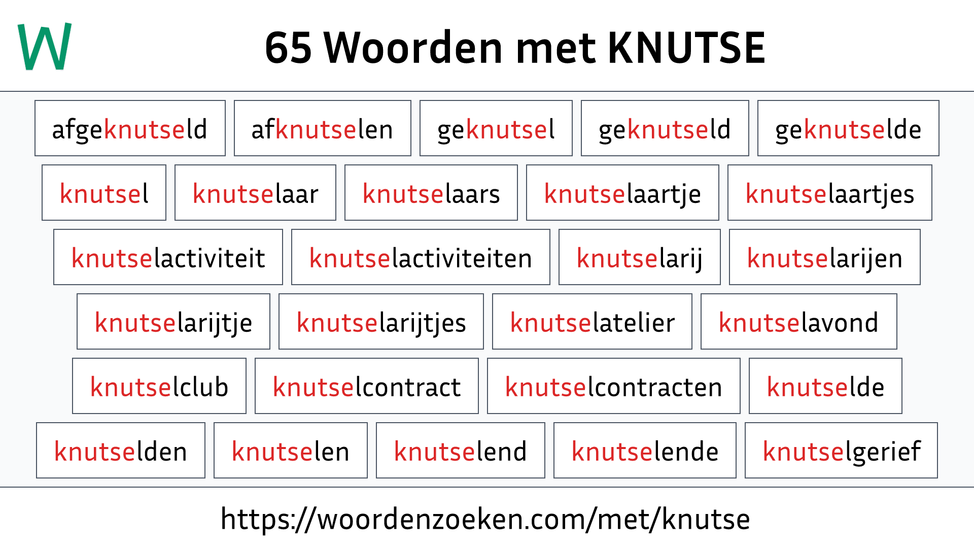 Woorden met KNUTSE