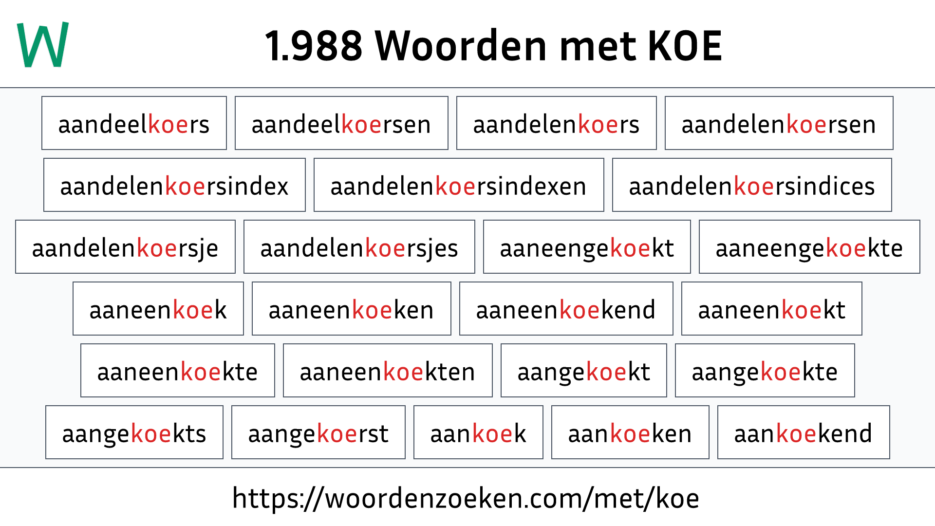 Woorden met KOE