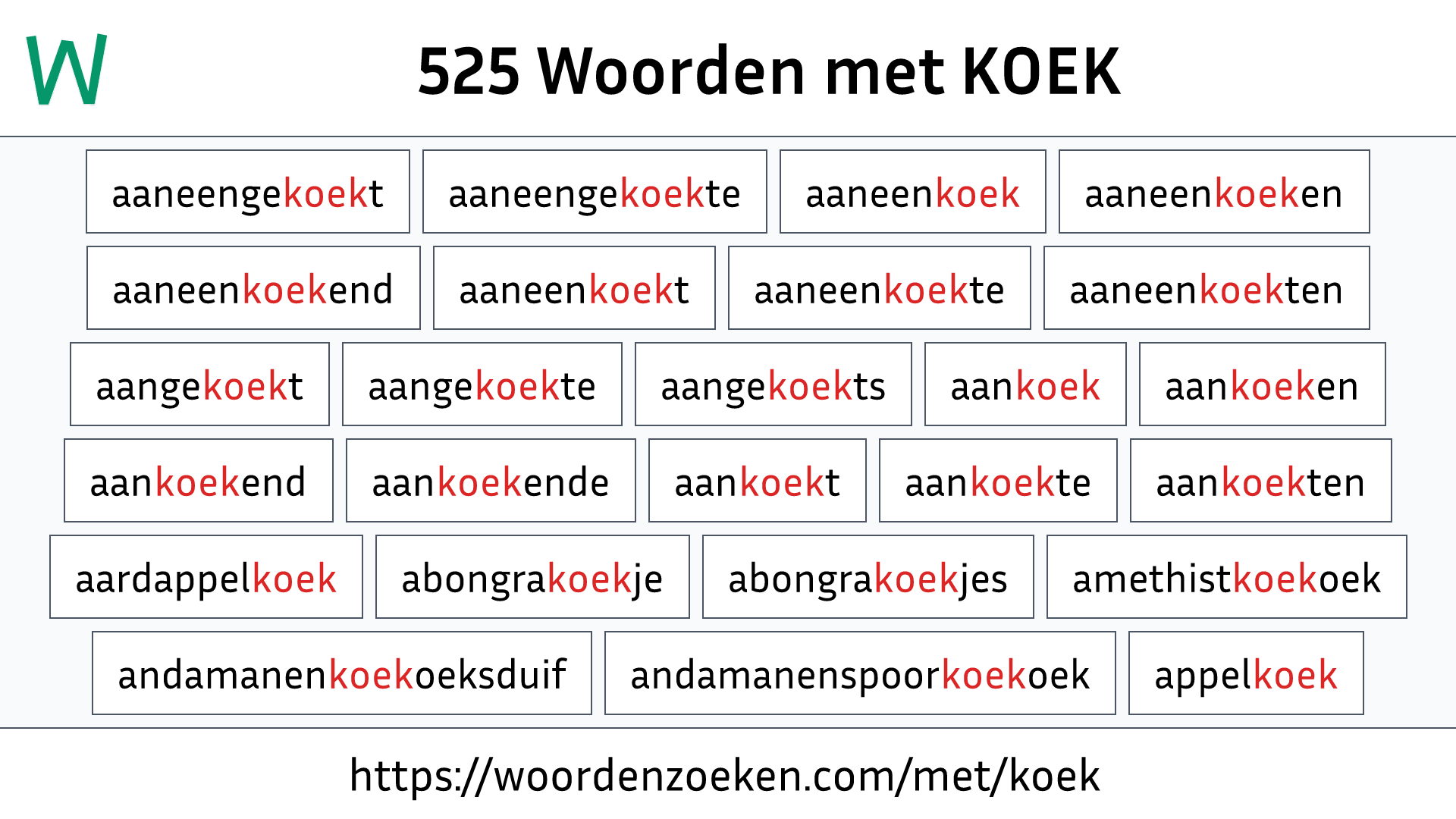 Woorden met KOEK