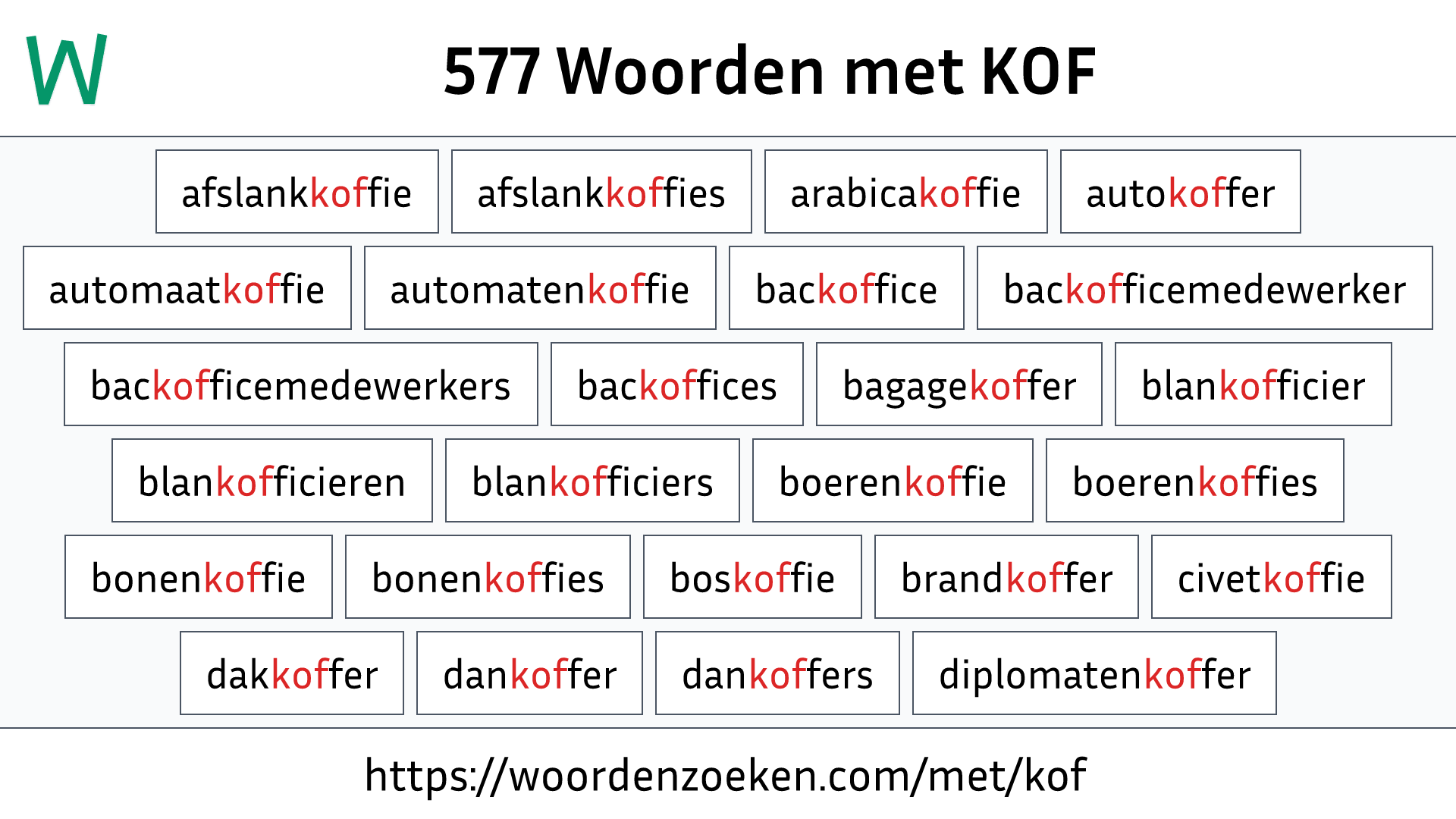 Woorden met KOF