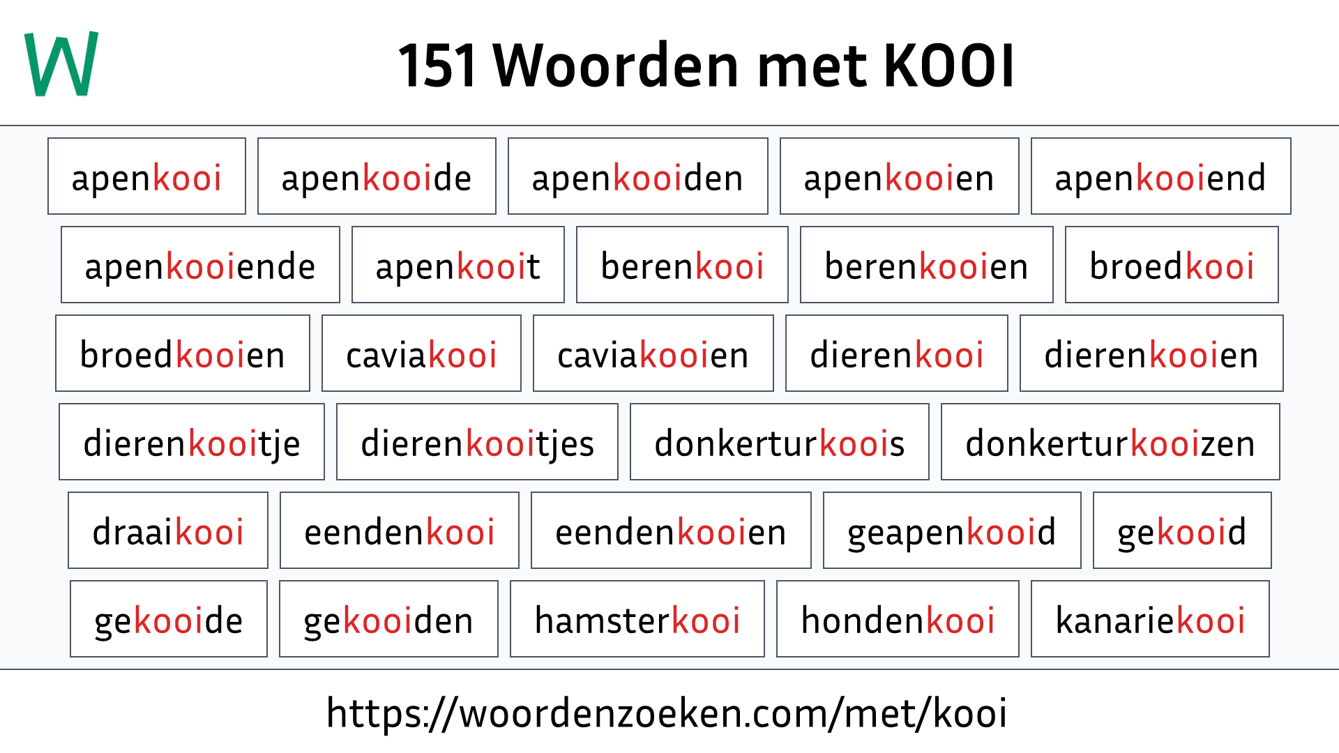 Woorden met KOOI