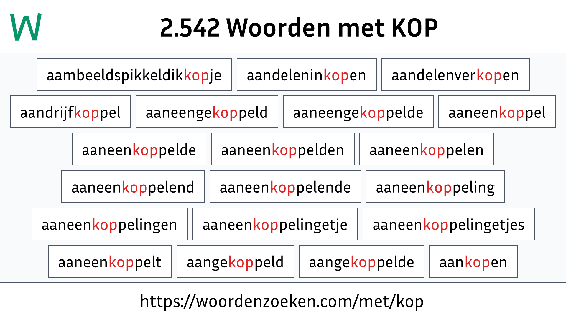 Woorden met KOP