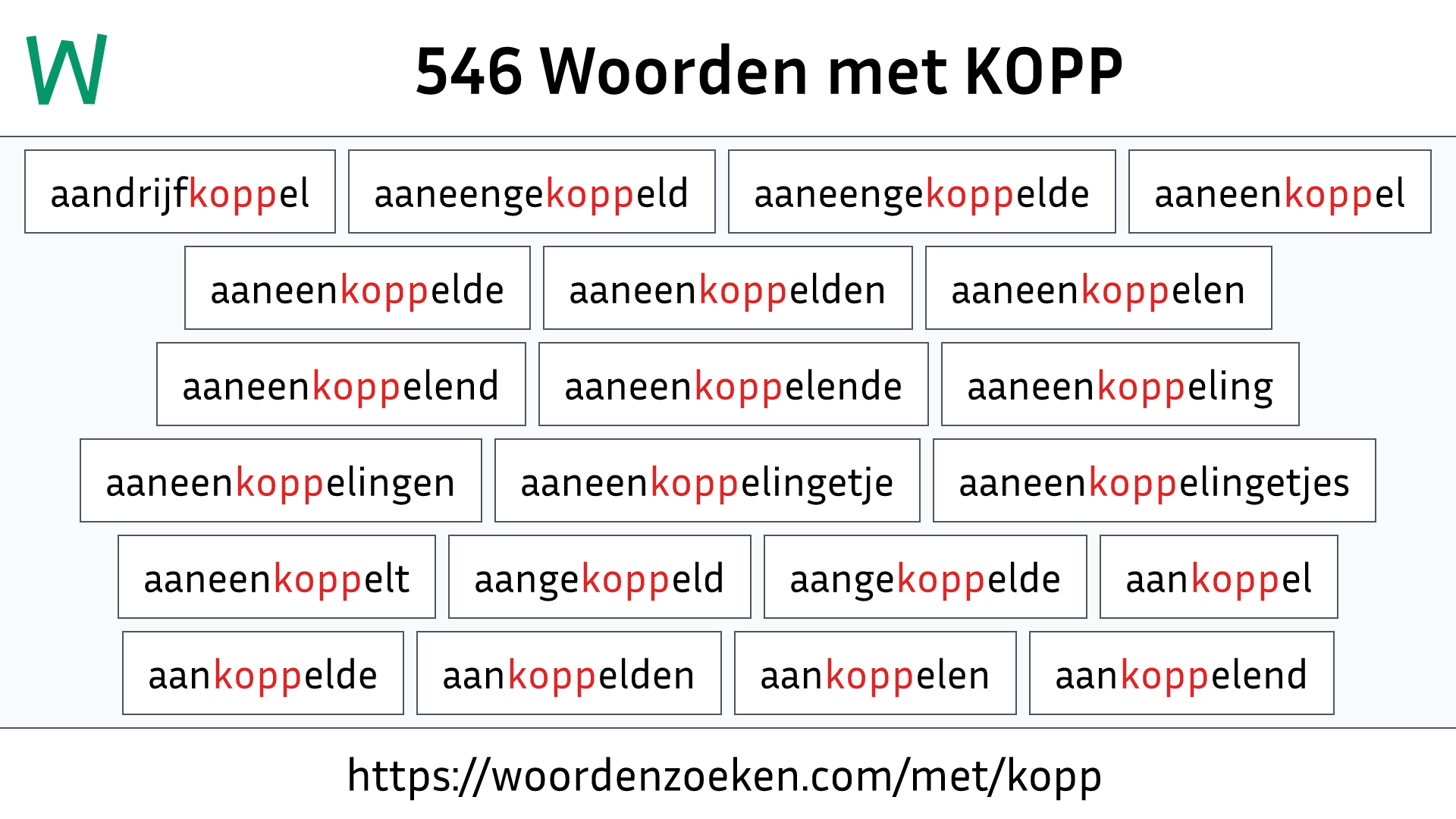 Woorden met KOPP