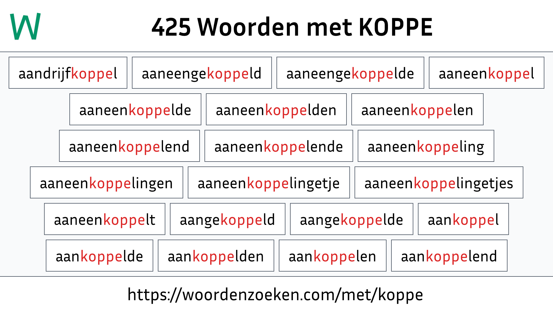 Woorden met KOPPE