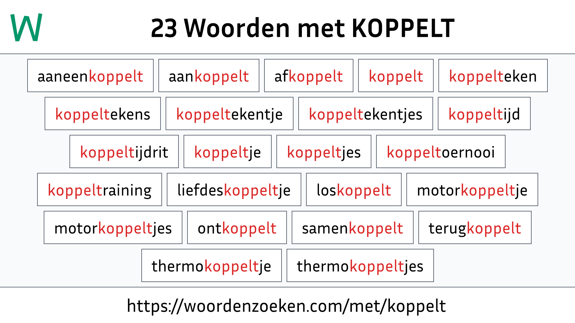 Woorden met KOPPELT