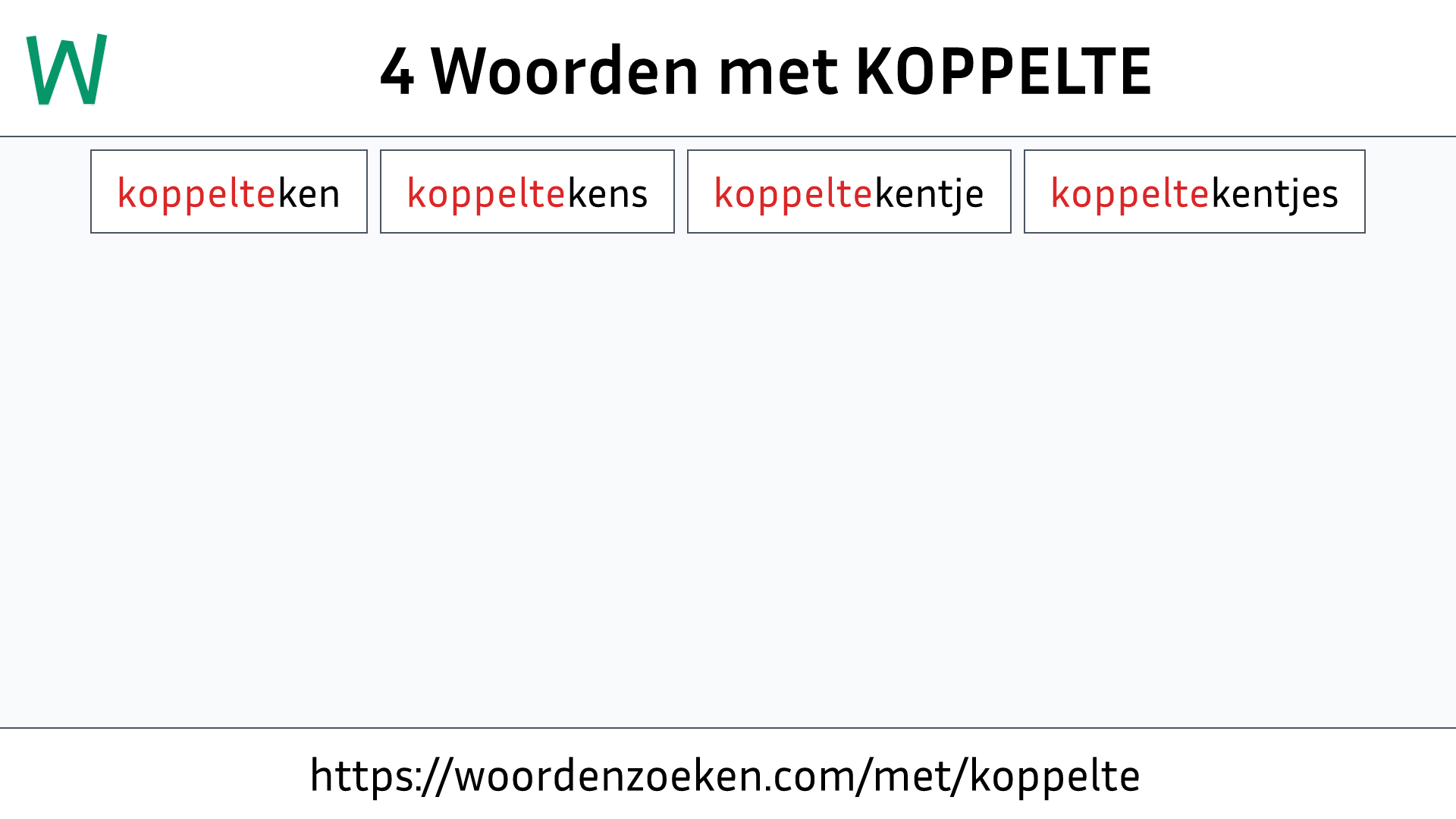 Woorden met KOPPELTE