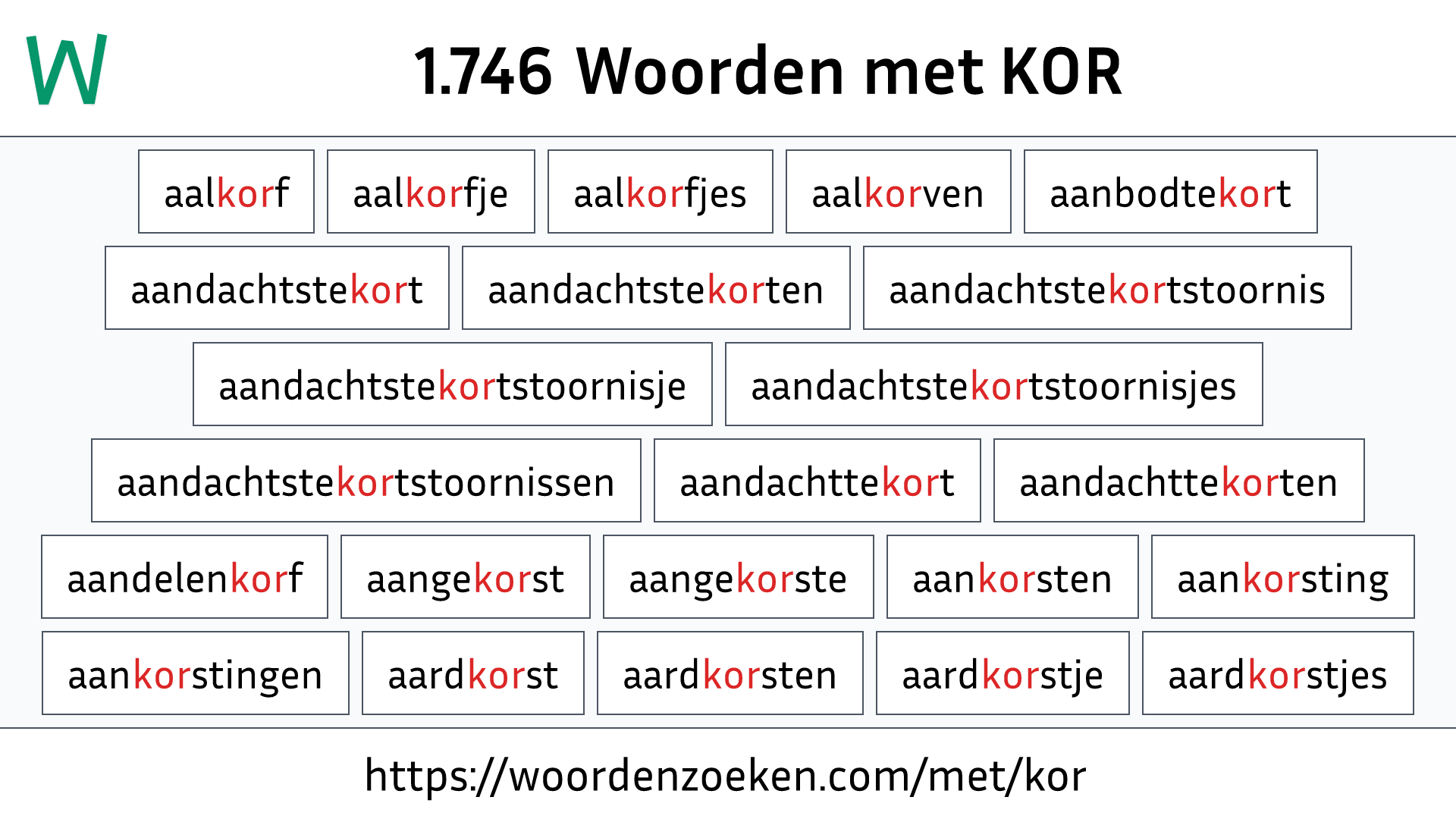 Woorden met KOR