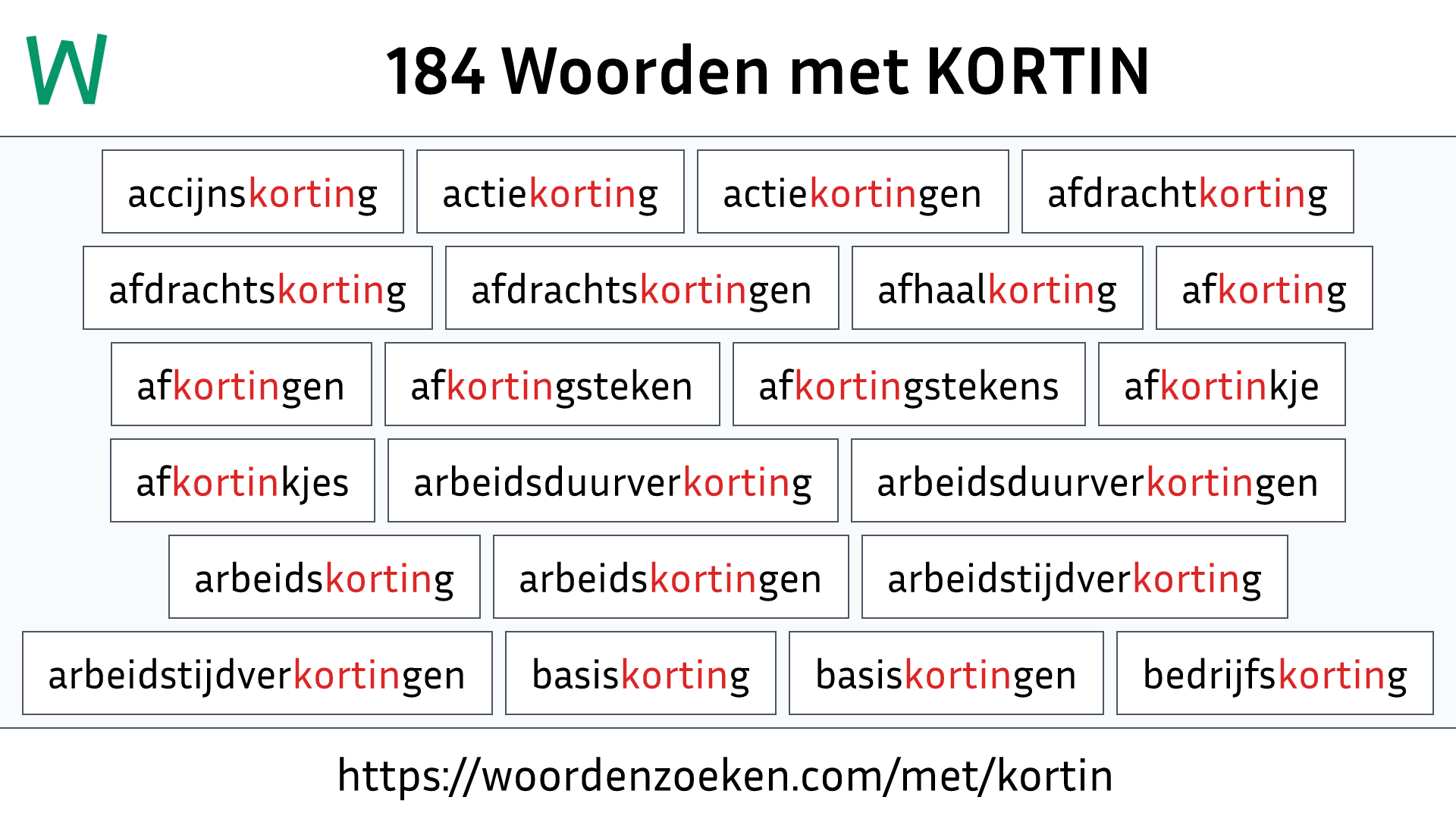 Woorden met KORTIN