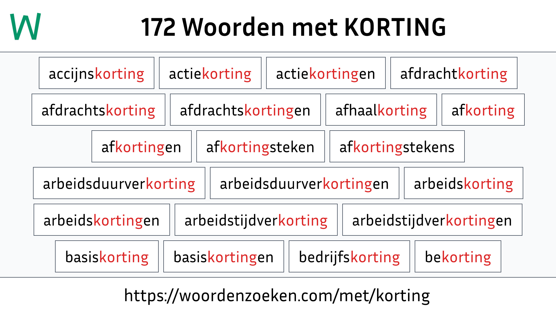 Woorden met KORTING