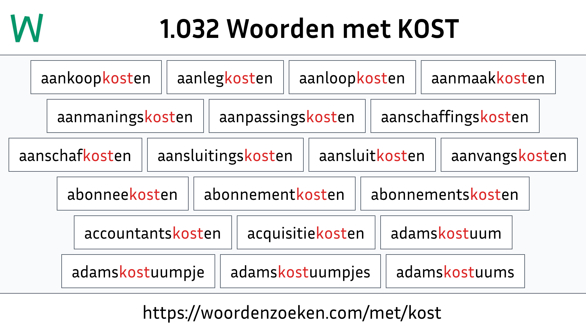 Woorden met KOST