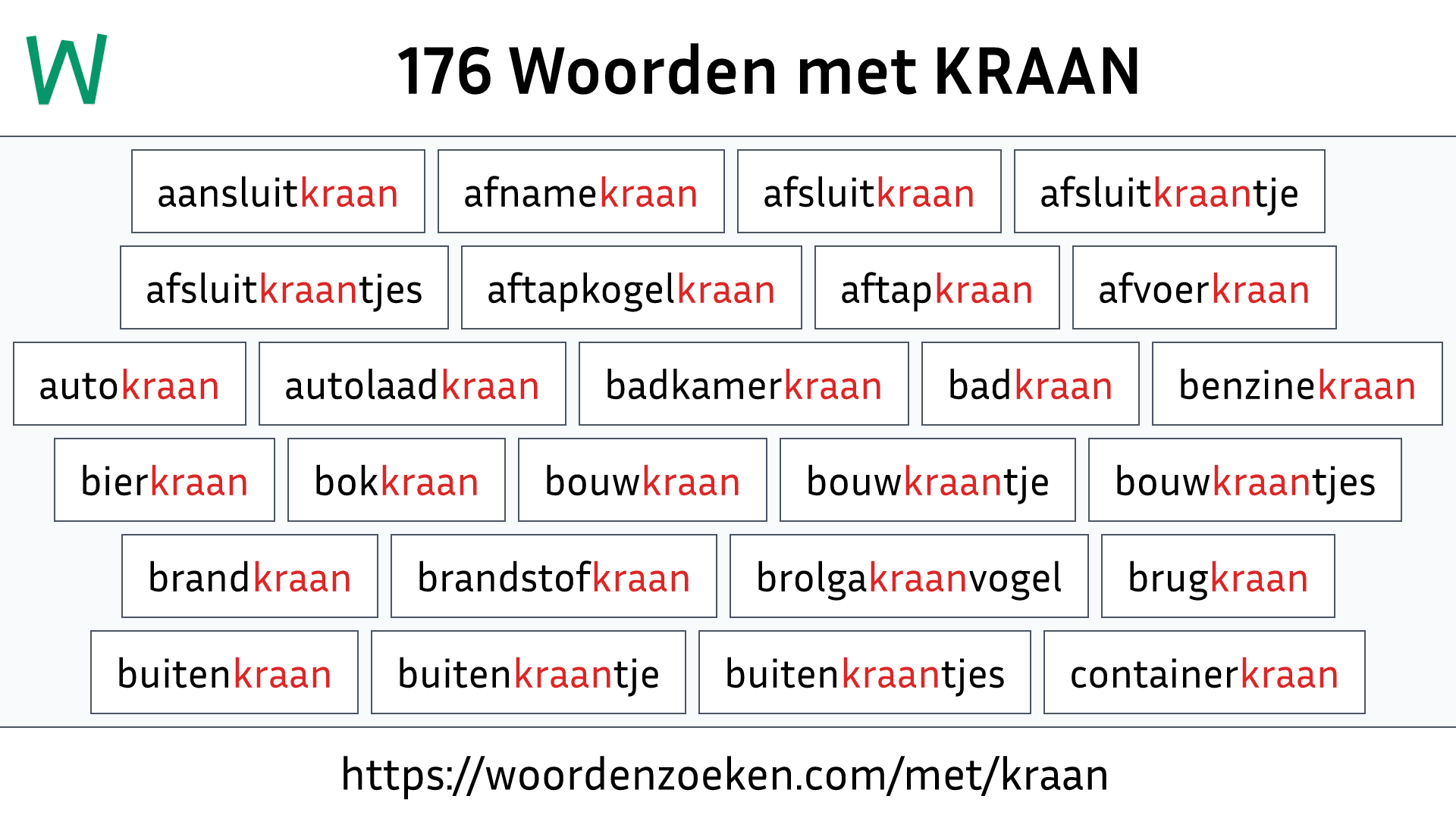 Woorden met KRAAN