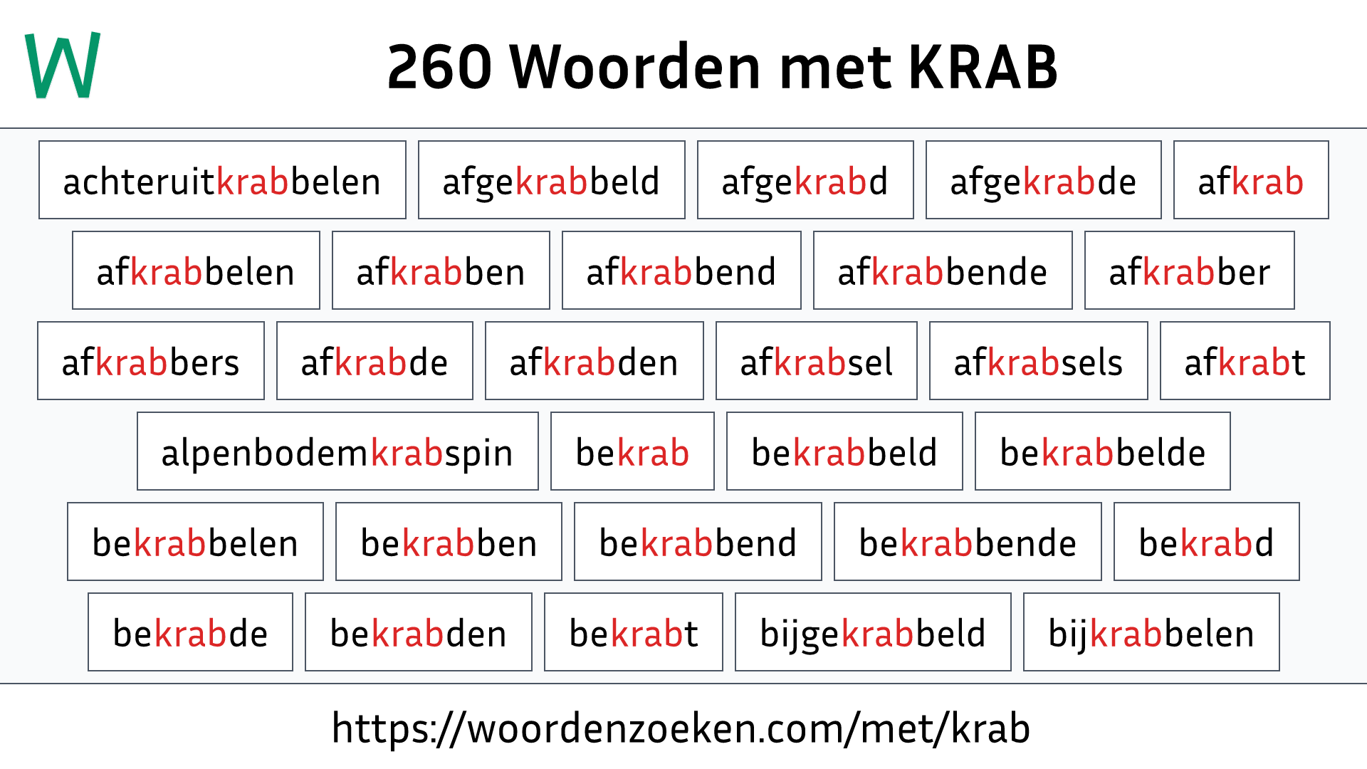 Woorden met KRAB