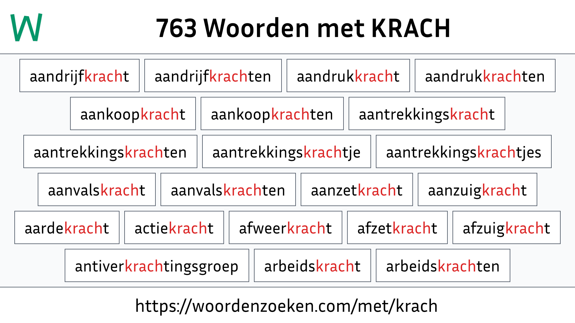 Woorden met KRACH